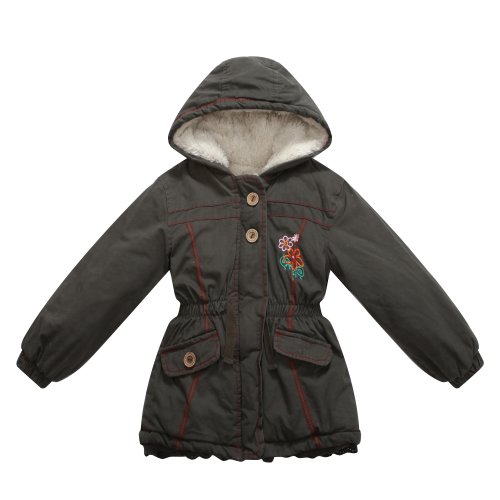 Richie House Girls Padded Jacket with Contrast Trim Embroidery and Soft Liner
