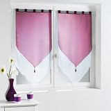 Paire de voilage (H160 cm) bicolore Blanc et Aubergine