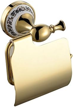 Sunhua H308 Ceramic Decorative Pattern Zinc Alloy Toilet Tissue Holer with Cover, Gold