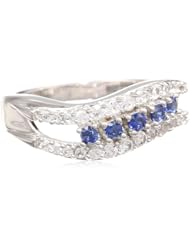 Sterling Silver Gemstone and Created White Sapphire Fashion Ring