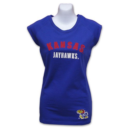 Kansas Jayhawks Women's Venus Cap Sleeve Tee (X-Large, Royal Blue)
