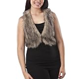 Juniors' Plus-Size Pure Energy Beige/Black Faux Fur-Vest