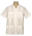 Men's Guayabera Shirt - Cool Mexican, Cuban Wedding and Cigar Clothing, White-White