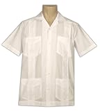 Men's Guayabera Shirt - Cool Mexican, Cuban Wedding and Cigar Clothing, White-White