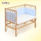Zoom Produkt-Bild: FabiMax Beistellbett Babymax basic natur, inkl. Matratze und Nest Amelie blau