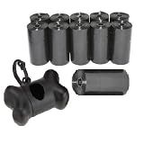 220 Pet Waste Bags, Dog Waste Bags, Bulk Poop Bags on a roll, Clean up poop bag refills - (Color: Black) + FREE Bone Dispenser, by Pet Supply City LLC ~ Downtown Pet Supply