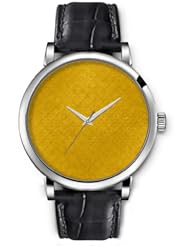 SPRAWL Aanalog Fashion Series Silver Ladies Watches of Genuine Black Leather Strap,Unique Wrist Watch for Women Girls Designed with yellow boxes