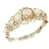 Solid Sterling Silver Genuine Natural Fiery Opal Ring of English Georgian Design - Size 5 - Finger Sizes 5 to 12 Available