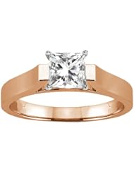 0.75 Ct Princess H/I I1 Diamond 14K Rose Gold Solitaire Ring