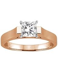 0.80 Ct Princess H/I I1 Diamond 14K Rose Gold Solitaire Ring