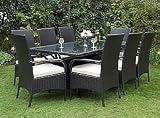 Kingston 8 Seater All Weather Black Outdoor Rattan Dining set