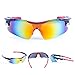 RIVBOS 802 Polarized Sports Sunglasses with 5 Set Interchangeable Lenses for Cycling