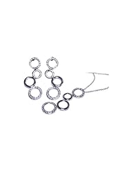 Nickel Free Sterling Silver Pendant & Earring Sets Open Bubble CZ Matching Set
