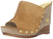 Hot Sale Michael Michael Kors Women's Belinda Wedge Sandal,Luggage Suede,7.5 M US