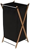 Household Essentials 6540 Clothing Hamper, Canvas Bag, X-Frame, Bamboo