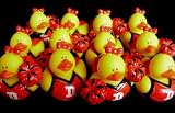 One Dozen (12) Red/Black Rubber Ducky CHEERLEADING Cheer Cheerleader Party Favors