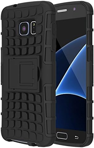 Samsung Galaxy S7 Case,TWOBIU S7 Case Exact TANK Series Shock Proof Tough Rugged Dual Layer Case with Built in Kickstand for Samsung Galaxy S7 [1 Pack] With Lifetime Warraty-Black