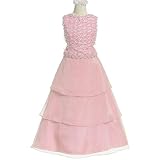 Formal Girl Party Dress or Flower Girl Dress- Ribbons, Pink Pearl Beads (Size 4, 6, 8, 10) NEW
