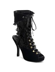 Apparel: 4 1/2 Inch Heel Lace Victorian Costume Boots Open Heel Lace Up Bootie Size: 12 - FUNTASMA