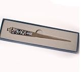Paper knife with mother of pearl, handmade gift, crane and clouds