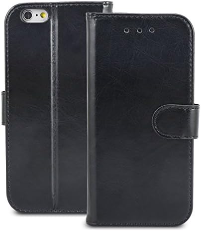 iPhone 6S Case,Flip Case Premium Handcrafted [Ultra Slim] Leather Back Case Cover with ID Credit Card Slot Holder for Apple iPhone 6S-Black