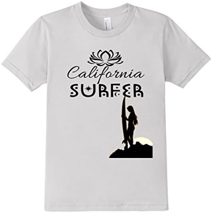 Kids California Surfer Girl T-Shirt Lotus surfing 10 Silver
