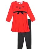 Good Lad “Winter’s Beauty” Sweater Dress with Leggings (Sizes 4 – 6X) – red, 5