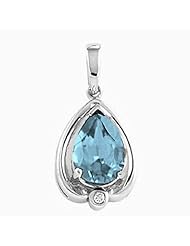 14K White Gold Pear Cut Aquamarine and Diamond Pendant -- LIFETIME WARRANTY