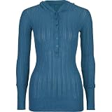 FULL TILT Henley Womens Hoodie Sweater - Blue