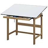 Titan Solid Oak Drafting Table 42" x 31" Natural Oak Finish