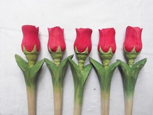 Rose pen Handmade Carved Natural Wooden Refillable Ballpoint Pen 1pc/Rose(Can Exchange Refills)