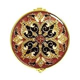 Red Elegant Round Bejeweled Compact Mirror
