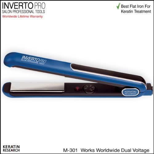 Professional Flat Iron model HSI 301 Hair Straightener Pro Silver Titanium Plates 1" Dual Voltage Works All Over the World (1" Plates, Blue)