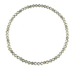 Anklet - A88 - Stretch - 4mm Swarovski (TM) Crystal and Heishi Beads - 8-1/2" for Smaller Ankles ~ Black Diamond (Grey / Gray)