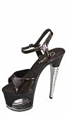 Pleaser Stiletto High Heel Platform Sandals with ankle strap – Ladies/Womens (Black Patent, UK 5)