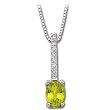 14K White Gold Peridot and Diamond Necklace