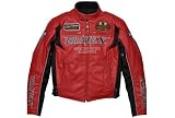 [ブレイブエックス] フェイクレザージャケットバイク用 ウインタージャケット ストレッチニット プロテクター装備 / レッド / M / BX-127W
