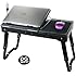 Multi-Functional Laptop Table Stand with Internal Cooling Fan and Built-in LED Light, Black