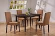 7pc Cappuccino Finish Dining Table & 6 Microfiber Parson Chairs Set