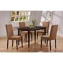 7pc Cappuccino Finish Dining Table & 6 Microfiber Parson Chairs Set