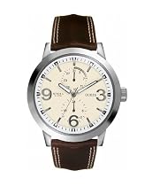 GUESS Men's Brown Leather Strap Watch