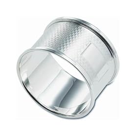 Engine Turned Round Sterling Silver Napkin Ring Christening Gift