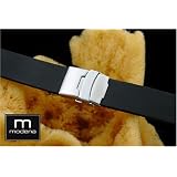 20mm MODENA Flat European Rubber Watch Band w/ Deployant / Deployment Buckle / Clasp