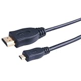 HD ZONE's 1.5m Micro D HDMI to HDMI Cable(1.4version) - Premium Gold Quality Lead - 24k Gold Plated Plugs - Audio & Video 1080p - Ideal For Connecting HD Devices using the new Micro HDMI connector like a Camcorder,Mobile Phone to PC or HD TV .by HD ZONE