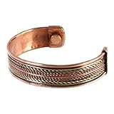 COPPER BRACELET FOR MEN WITH 2 MAGNETS - Arthritis Aid. Adjustable size. Copper Cuff Bangle with 2 large Magnets. Golf Copper Magnetic Bracelet. Sports, Athletics, Arthritic Pain Relief, Carpal Tunnel, Joint Injuries. Tendonitis, RSI. Magnet Jewellery. CO