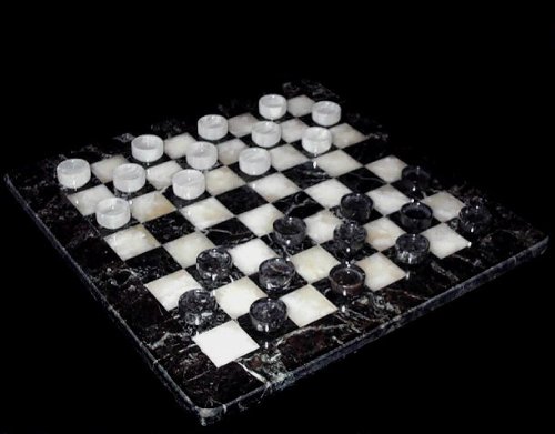 Black & White Marble Checker Game Set 12 Checkerboard 41rQDE6 zEL Black & White Marble Checker Game Set 12 Checkerboard