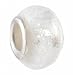 Pandora Style Charm Bead (Z179) Murano Style Lampwork Glass (14mm x 9mm) (fits Troll too) ~ Metallic Milk White with Silver Flecks