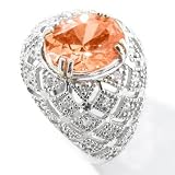 Sterling Silver / Platinum Champagne & White Cubic Zirconia Ring