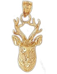 Dazzlers Solid 14 karats gold Deer Charm Pendant Available in three colors from jewelsberry (weights: 4.8 grams only)