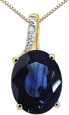 3.00Ct Oval Shaped Lab Created Sapphire and Diamond Pendant in 10K Gold